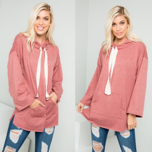 Oversized Mauve Hoodie Kangaroo Pocket Sweatshirt! - Picture 3 of 9